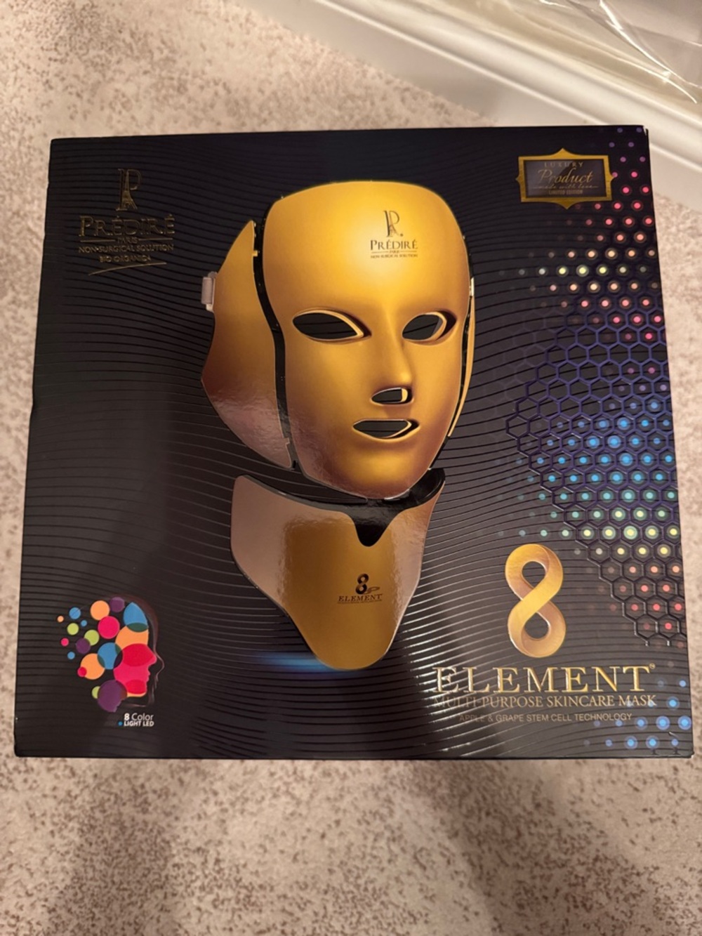 Predire 8 Element Women's Gold LED Face & Neck Mask